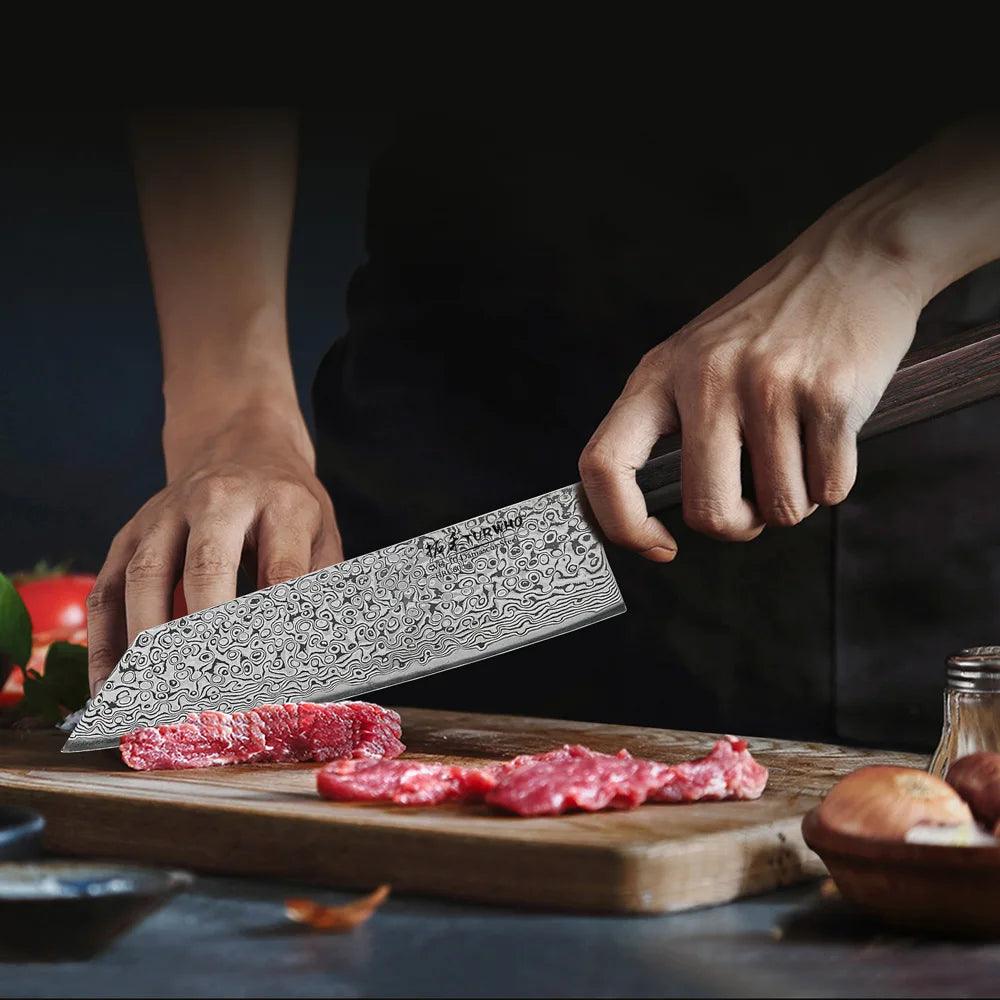 TURWHO Kiritsuke Damastmesser 7 Zoll | 73-Lagen - Kochschein