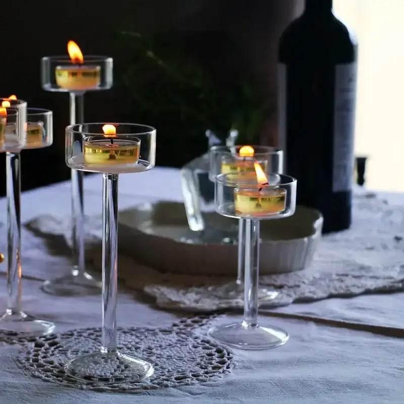 Elegantes Glas Teelichthalter Set (in verschiedenen Größen) – Kochschein