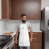 Weiße Kochschürze bestickt | Unisex - Kochen ist eine Kunst - Kochschein