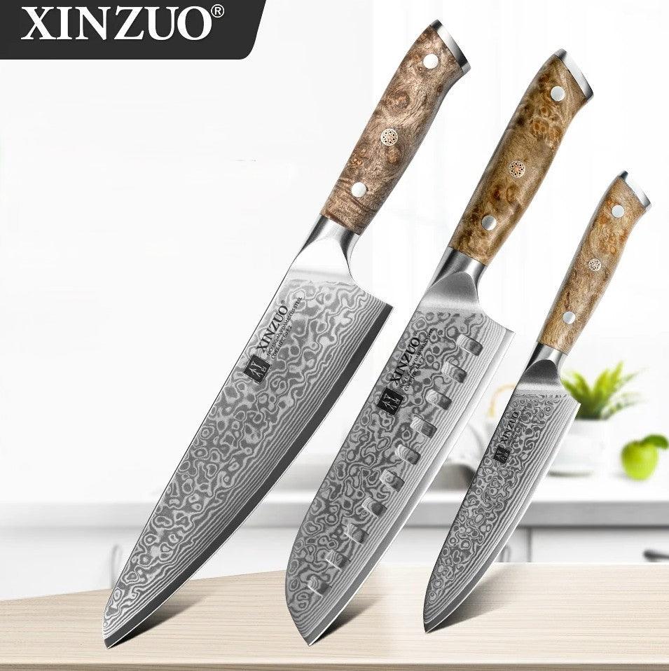 XINZUO Damastmesser Set - Yu-Series | 67 Lagen - Holzgriff (Einzeln oder Set) - Kochschein