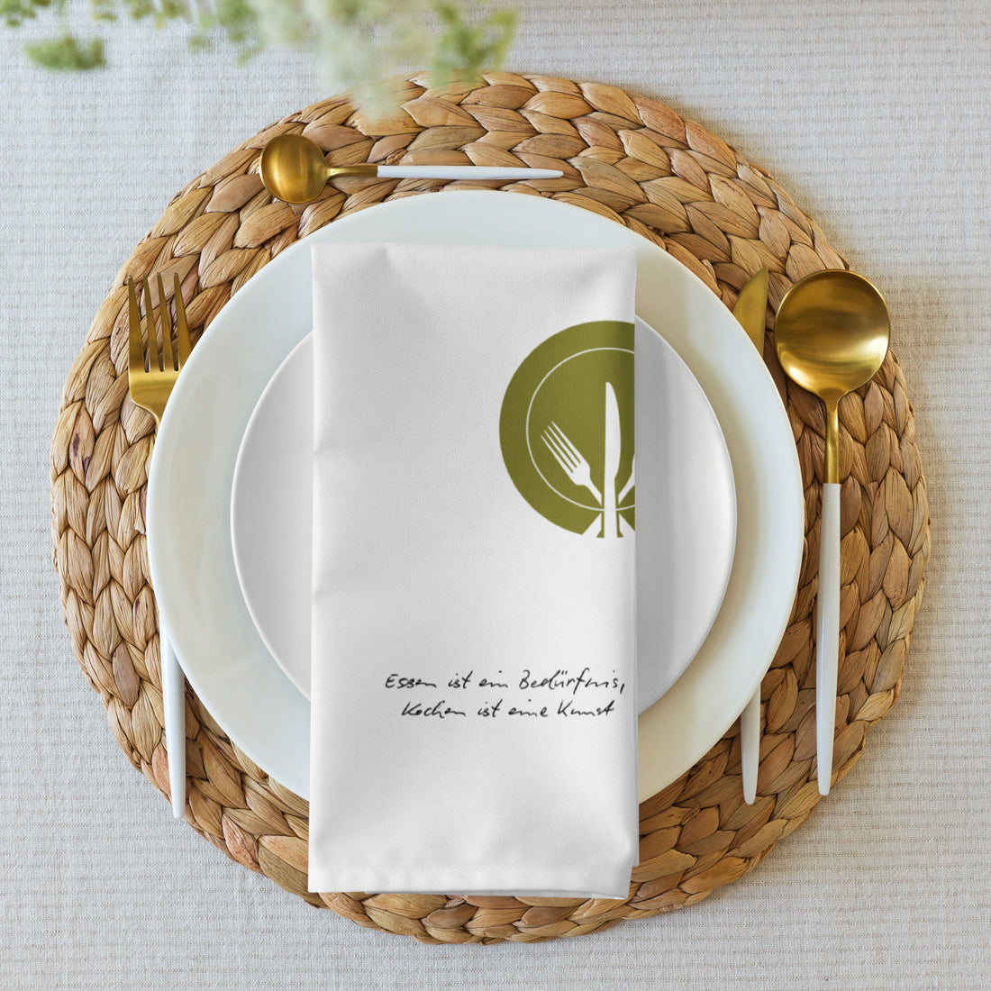 KOCHSCHEIN Großes Stoffservietten 4er Set - 50,5 x 50,8 cm (Weiß) - Kochschein