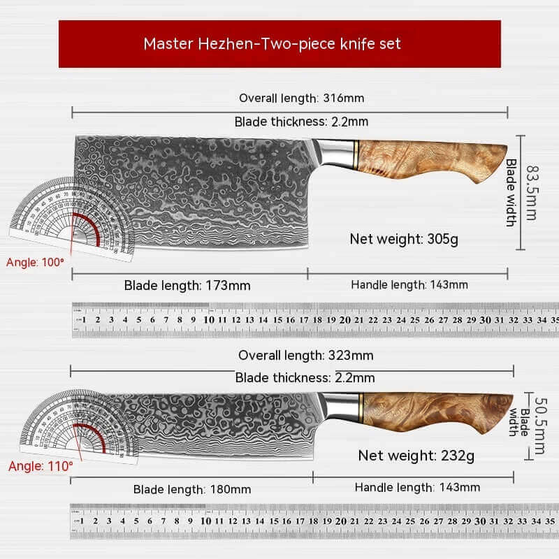 Luxus Schicht Damast Messer Set - Nakiri Messer nur €234.00 - Kochschein